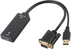 VGA to HDMI Werleo VGA Input to HDMI Ouput Adapter Converter with Audio Support and 1080P Resolution
