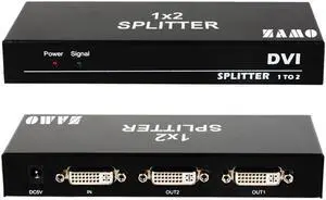 WERLEO 1x2 DVI Splitter Multiple Video Display Support 4K2K 3D 1 Input 2 Output DVI Distribution