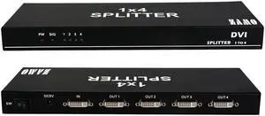 Werleo 1x4 DVI Splitter Multiple Video Display Support 4K2K 3D 1 Input 4 Output DVI Distribution