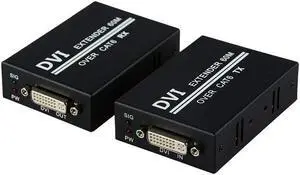 DVI Extender Werleo 1080p to 196ft 60M DVI Extender Over Single Cat6 TX / RX Ethernet Converter  - 1xTransmitter+1x Receiver+ 1 Pair Power Adapters