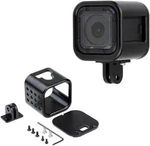 CNC Aluminum Alloy Housing Sport Camera Shell Box Frame Mount Prevent Overheating Case for GoPro Hero 5 Session/ Hero 4 Session(Black)