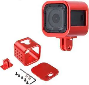 CNC Aluminum Alloy Housing Sport Camera Shell Box Frame Mount Prevent Overheating Case for GoPro Hero 5 Session/ Hero 4 Session(Black)