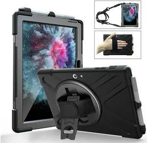 Surface Pro 6 Case Surface Pro Case 2017 Heavy Duty Full-Body Rugged Protective Case Cover with Kickstand Hand Strap for Microsoft Surface Pro 6 2018 / Surface Pro 5 2017 / Surface Pro 4 2015
