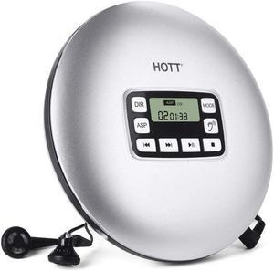 Portable CD Player HOTT Walkman CD Player LCD Display Anti-Skip Protection Shockproof Function Only Support 5 Formats CD CD-R CD-RW MP3 CD-DA WMA Audio Files Silver
