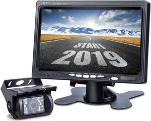 Upgrade Backup Camera Monitor Kit 1024X600 HD IP69 Waterproof Rearview Reversing Rear View Camera 7 inch LCD Reversing Monitor Truck Semi-Trailer Box Truck RV — HD Transmission Four-pin