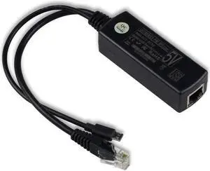 IEEE 802.3af Micro USB Active PoE Splitter Power Over Ethernet Adapter 48V to 5V 2.4A for Echo Dot, Tablets, Dropcam or Raspberry Pi