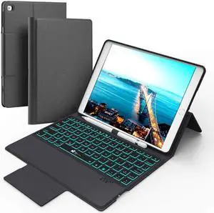 iPad Keyboard Case for New iPad 9.7 2018 / iPad 6th Gen - iPad Pro 2017 / iPad 5th Gen - iPad Air 2 / Air 1 / iPad Pro 9.7 - 7 Color Backlit - Wireless Bluetooth iPad Case with Keyboard