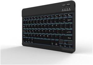 WERLEO Universal Slim Portable Wireless Bluetooth 3.0 7 Colors Backlit Keyboard with Built in Rechargeable Battery Black