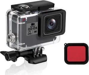 Waterproof Housing Shell for GoPro Hero 7 / Gopro 2018 / 6 / 5 Black Diving Protective Housing Case 45m with Red Filter and Bracket Accessories for Go Pro Hero7 / 2018 / 6 / 5 Action Camera