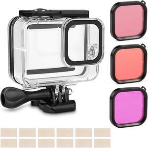 Waterproof Housing Case Filter Kit for GoPro Hero 8 Black, Waterproof Case Diving Protective Housing + 3 Pack Dive Filter + 10 PCS Anti Fog Inserts Accessories for GoPro Action Camera