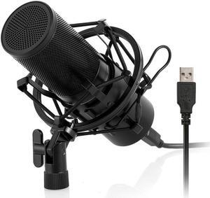 Professional Studio Condenser Microphone Computer PC Microphone Kit with Shock Mount USB Cable for PC Studio Recording Podcasting Youtube Karaoke