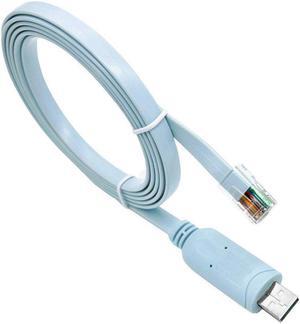 USB Console Cable,6ft USB to RJ45 FTDI Chip RS232 Console Cable for Routers/AP Router/Switch/Windows 7, 8 (1.8m, Blue)
