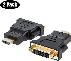 2 Packs HDMI to DVI Adapter Bi-directional HDMI Male to DVI Female Converter 1080P DVI to HDMI Conveter 3D