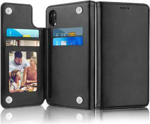 iPhone XR Wallet Case Premium Leather iPhone XR Cases Folio Flip Case with Kickstand Card Holder Slots Screen Protector Shockproof Protective Cover for Apple iPhone XR 6.1 inch