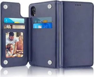iPhone XR Wallet Case Premium Leather iPhone XR Cases Folio Flip Case with Kickstand Card Holder Slots Screen Protector Shockproof Protective Cover for Apple iPhone XR 6.1 inch