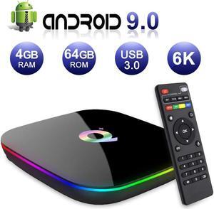 Android 9.0 Smart TV Box, 4GB RAM 32GB ROM Q Plus H6 Quad-core cortex-A53 Frequency 2G Mali-T720MP2 WiFi 2.4GHz Support 6K H.265 HDMI 2.0 Output Ethernet RJ-45 with USB 3.0
