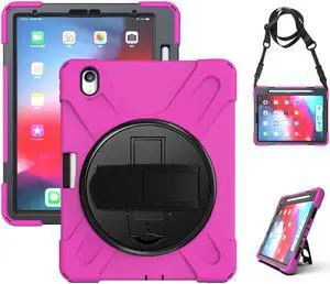 iPad Pro 11 Case 2018 with Pencil Holder - Support Apple Pencil Charging - 360 Degree Swivel Stand / Hand Strap - Slim Heavy Duty Shockproof Rugged High Impact Full Body Protective Case Cover