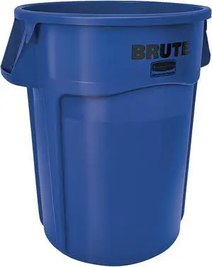 Brute Vented Trash Receptacle, Round, 44 gal, Blue 264360BE