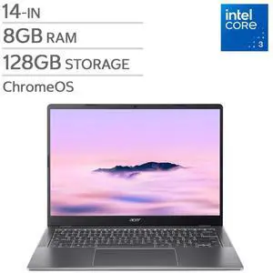 Acer Chromebook Plus 514 - 14" WUXGA ComfyView (Matte) IPS Intel Core 3 N355 Octa Core 1.90GHz 8G DDR5x RAM 128G eMMC, Chrome OS - 1 Year Acer Warranty Acer Chromebook Plus 514 - 14" WUXGA ComfyView (Matte) IPS Intel Core 3 N355 Octa Core 1.90GHz 8G DDR5x RAM 128G eMMC, Chrome OS - 1 Year Acer Warranty
