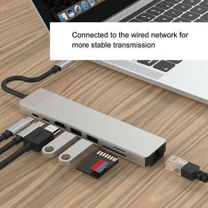 8 in1 USB-C To Type-C 3 USB 3.0 Hub HDMI RJ45 Ethernet Micro SDTF OTG Adapter