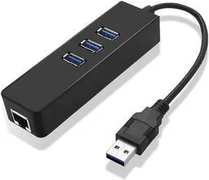 3-Port USB 3.0 Hub With RJ45 10/100/1000 Gigat Ethernet Adapter Converter LAN Wired USB Network Adapter For Tablets And More