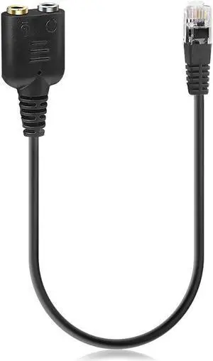 1PC 25cm RJ9 Male To Dual 3.5mm Female Plug Headset Jack Phone Audio Adapter Cable For PC Computer Headset Telephone Using