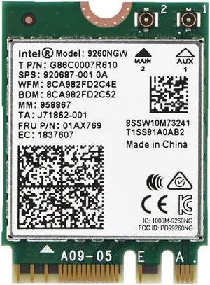 1730Mbps High Speed 2.4G+5G Dual-Band 802.11ac WiFi Bluetooth 5.0 Module Wireless Card For Intel 9260NGW NGFF Wireless Wifi Card 1730Mbps High Speed 2.4G+5G Dual-Band 802.11ac WiFi Bluetooth 5.0 Module Wireless Card For Intel 9260NGW NGFF Wireless Wifi Card