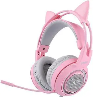 SOMIC G951 Pink Cat Headphones Virtual 7.1 Noise Cancelling Gaming Headphone Vibration Led Usb Headset Girl Headsets For Pc