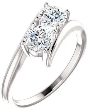 Round Natural Mined Two Stone Diamond Engagement Ring 14k White Gold (1.04 Ct G VS1-VVS2 Clarity) IGL