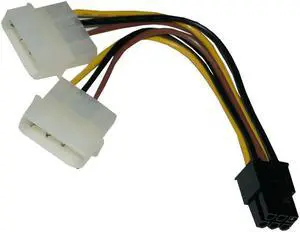 Dual 4 Pin To 6 Pin Graphics Card Power Adapter Cable ATX IDE Molex Power Dual 4 To 6 Pin PCI Express Pcie Adapter Cable 18CM