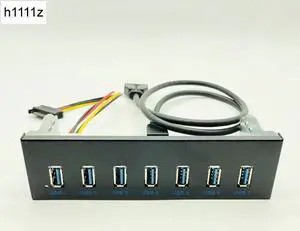 7 Port USB 3.0 Hub 5Gbs 5.25" CD-ROM Drive Bay CD ROM Front Panel for Computer Case + USB 3.0 19-pin Header to Type-A Male Cable