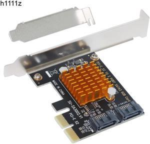 ASMedia1062 PCIe PCI Express to SATA 3.0 Card with Bracket 2 Port SATA III 6Gbps Adapter Big Heatsink for PC SSD HDD IPFS Mining