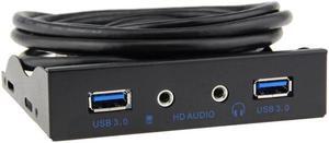 2 Port USB 3.0 Hub Splitter HD Audio 3.5mm Earphone Jack Mic Interface Front Panel Bracket Adapter for PC 20 Pin 3.5" Floppy Bay