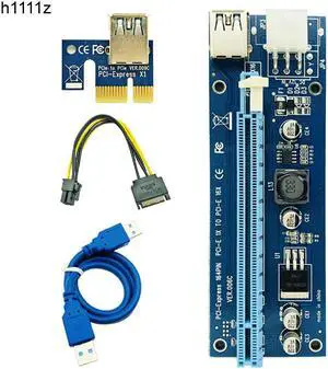 10pcs VER006C Molex 6Pin PCIE PCI-E PCI Express Riser Card 1X to 16X Extender Adapter USB 3.0 Cable For BTC Mining Bitcoin Miner