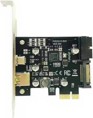 PCI-e To USB 3.1 Type-C Riser Post Card PCIe to USB-C 2.4A Fast Charger+19PIN Front USB Miner Expansion Adapter Card
