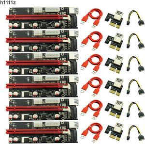 6pcs/lot VER009S PCI-E PCI E 1x to 16x Mining Machine Enhanced Extender PCIE Riser Card Adapter 60cm Power Cable for Bitcoin BTC