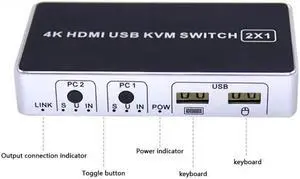 4K Ultra HD Hdmi Port Sharing KVM Switch Box For Keyboard USB 2.0 Plug And Play
