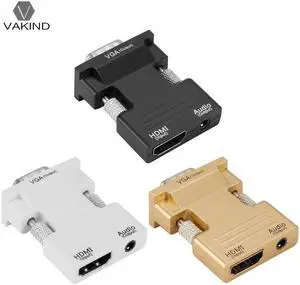 Female to VGA Male Adapter w/Audio Cable Support 1080P Signal Output for Notebook