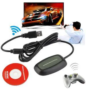 Black USB 2.0 PC Wireless Controller Gaming USB Receiver Adapter For Microsoft for XBOX 360 with a CD