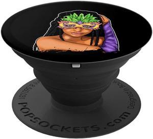 Black Queen Mardi Gras Braids Masquerade Mask Creole Cajun PopSockets Grip and Stand for Phones and Tablets
