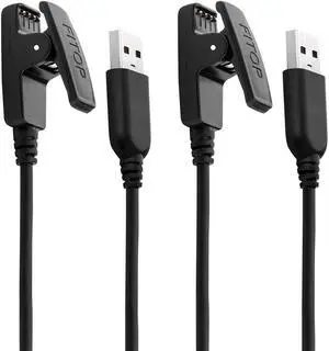 2Pack for Garmin Approach S20/G10/Lily Sport/Forerunner 235/35/230/630/64/645/645 Music/735XT/Vivomove HR Smart Watch Replacement Charger Charging Clip Sync Data Cable