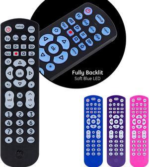 GE Universal Remote Control Backlit for Samsung Vizio Lg Sony Sharp Roku Apple TV RCA Panasonic Smart TVs Streaming Players BluRay DVD Simple Setup 4Device Black 40081