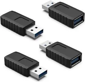 USB Coupler Male to Female 4Packs USB 3.0 Type A Adapter Superspeed 5Gbps USB Port Extension Connector Bridge Compatible with Laptop Computer Hard Drive Printer Camera