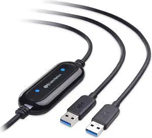 Cable Matters USB 3.0 Data Transfer Cable PC to PC for Windows, USB Transfer Cable in 6.6 ft -Works with XP/Vista/7/8/10/11, Easy Computer Sync Key Included - Compatible with PCMover for Win Migration