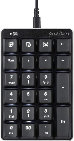 Perixx PERIPAD-303B, Backlit Mechanical Numeric Keypad - USB - Office Shortcut Keys - Full Size 22 Keys - Kailh Brown Switch Keys