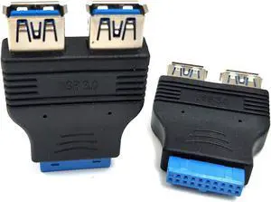 Duttek 2 Pack Dual USB 3.0 Female to USB3.0 Motherboard Female 20 Pin Header Connector Extension Adapter Splitter for PC Motherboard Mainboard (USB3.0 Connector 20 PIN)