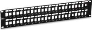 TRENDnet 48-Port Blank Keystone 2U HD Patch Panel, TC-KP48, Cat5, CAT5E, Cat6, CAT6A, 2U 19  Rackmount Ready, HD Keystone Network Patch Panel, Recommended w/TC-K25C6 & TC-K50C6 Cat6 Keystone Jacks