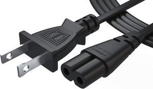 TV Power Cord 6 Ft Cable for Samsung LG TCL Sony 2 Prong AC Wall Plug 2Slot LED LCD Insignia Sharp Toshiba JVC Hisense Electronics UN65KS8000FXZA UN40J5200AFXZA 43UH6100 Black