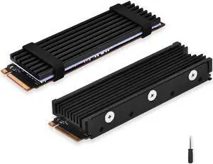 ELUTENG M.2 2280 Heatsink, Double-Sided Heat Sink Alloy Aluminum NGFF NVME Cooling Sink with 4 Thermal Conductivity Silicone Pads M.2 SSD Cooler Set for 2280 M.2 SSD