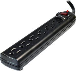 Weltron - Right Angle Plug Surge Protector 6 FT. (WSP-600PLF-6BK-RA)